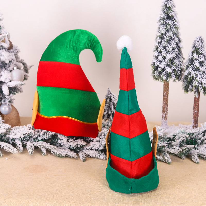 Christmas Party Decorations Elf Christmas Hat Christmas Elf Hat Clown Hat Ears Red Green Striped Hat