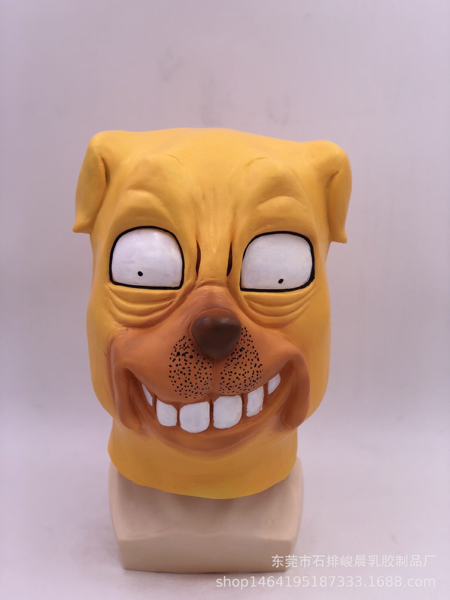 万圣节新款斗牛犬乳胶头套面具装扮搞怪舞会头套滑稽表演厂家货源