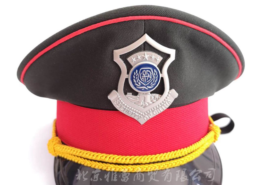 厂家直销男款大盖帽德式大檐帽物业执勤保安巡逻帽子演出服装配件
