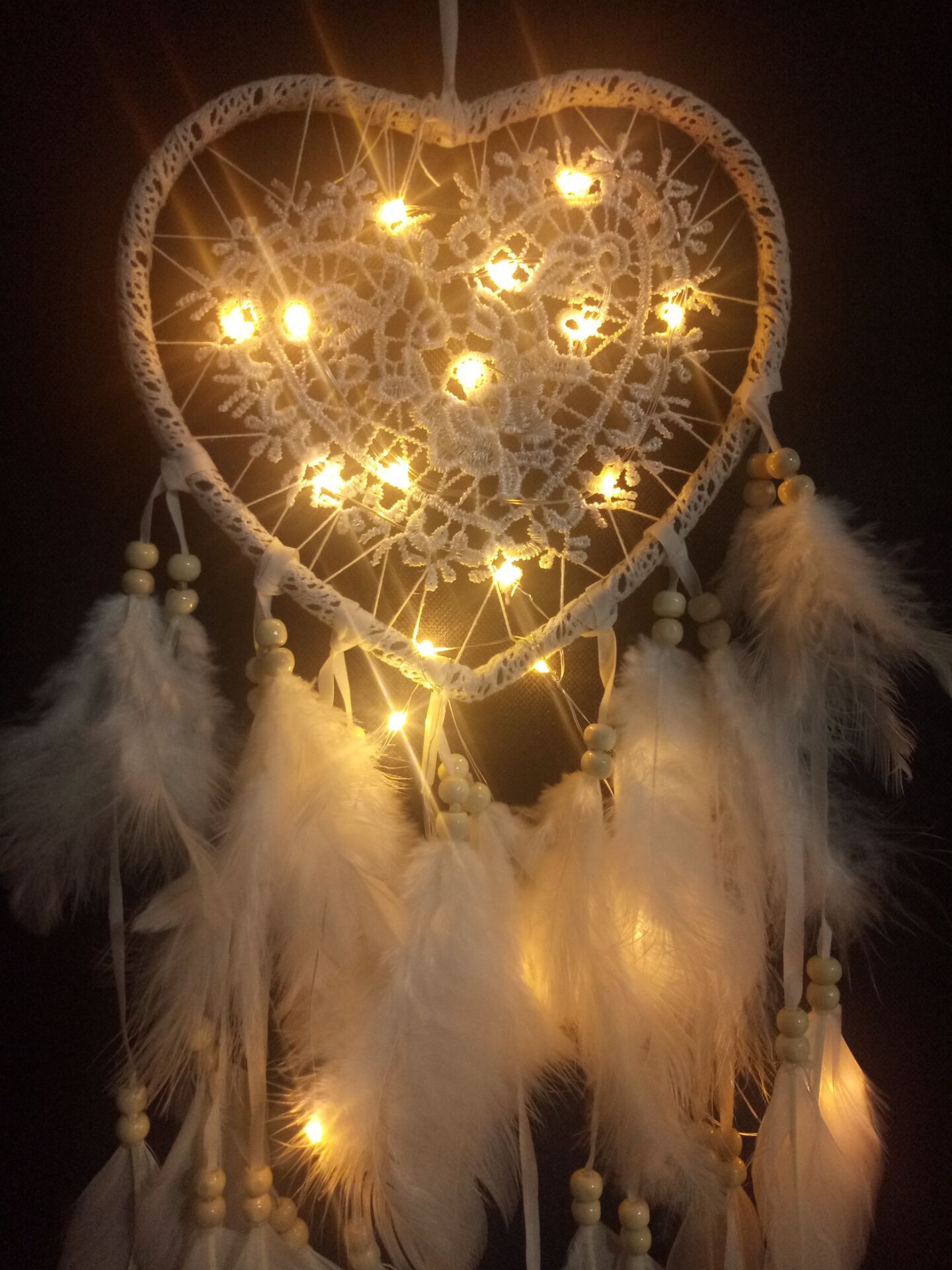 创意新品爱心捕梦网 彩灯捕梦网 北欧婚庆捕梦网 圣诞节捕梦网