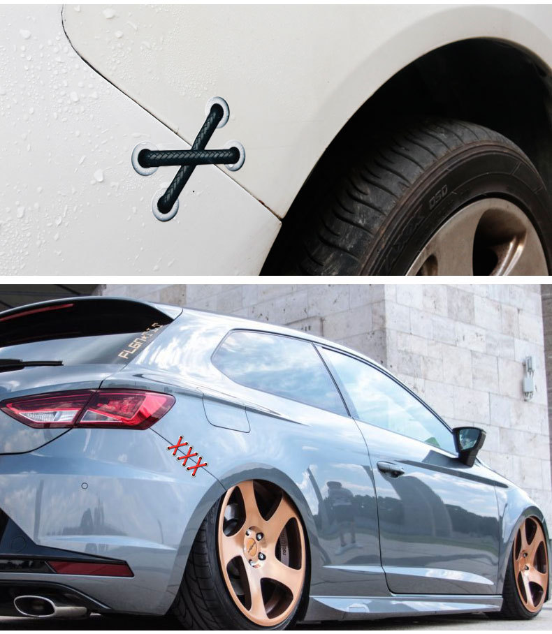 鞋带车贴趣味个性车身遮挡划痕贴汽车创意补丁绑带保险杠装饰贴纸