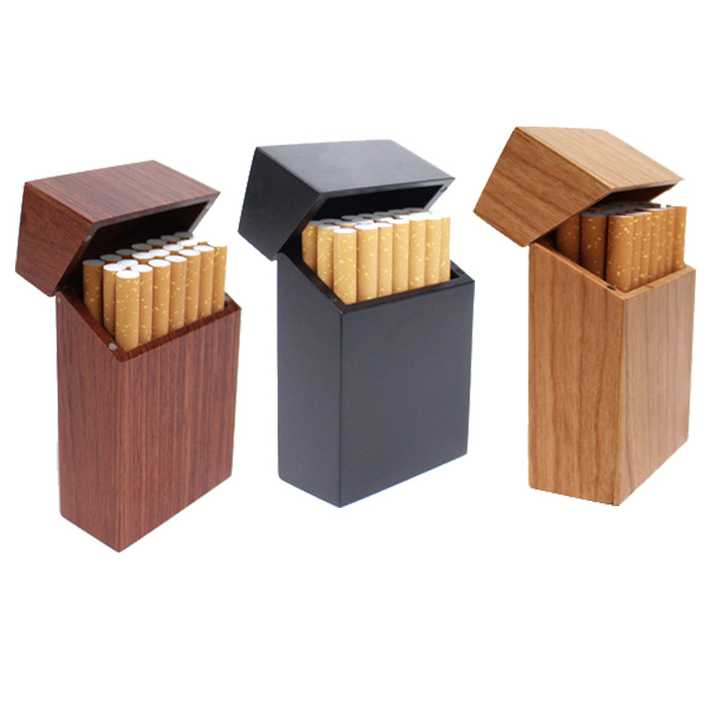 创意20支装木质香烟盒 便携翻盖式雪茄收纳盒 木制香烟保护盒定制