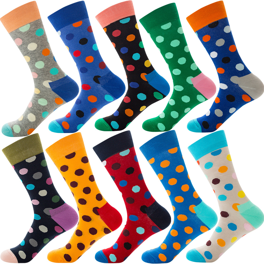 Cross-Border Ten-Color Trendy Socks Amazon New Autumn Diamond Men's Socks Christmas Animal Fruit Socks Food Dot Manufacturer