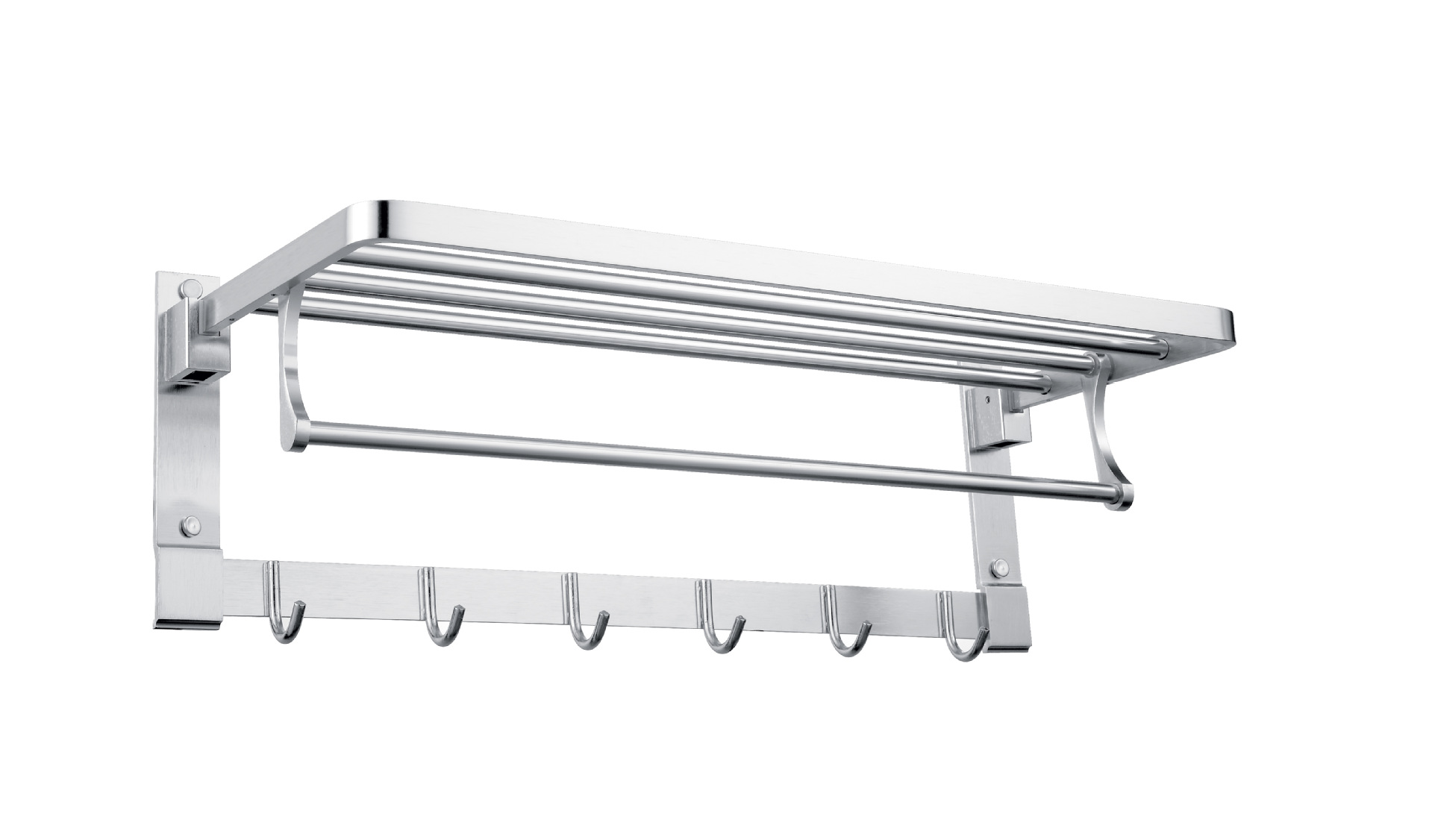 长固太空铝折叠毛巾架 浴室置物架双层折叠带挂钩 新款浴巾架直销