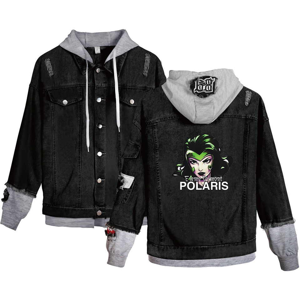 跨境新品 美剧天赋异禀 polaris 北极星印花 欧美潮流 牛仔外套