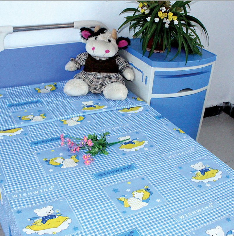 定制 医用 床单被罩 医院宾馆用床上用品 三件套蓝白格健康花包邮