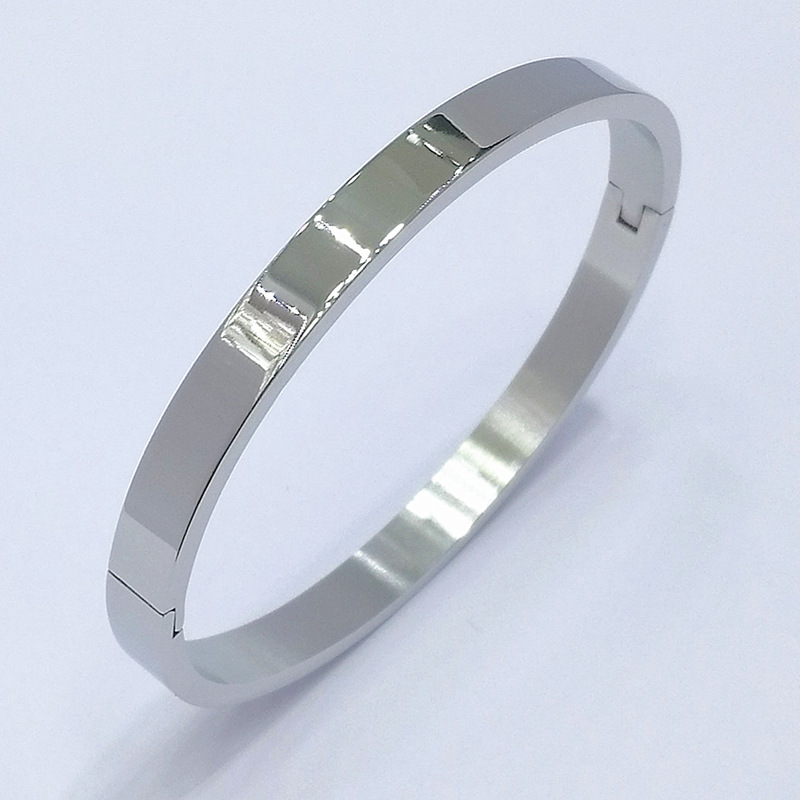 欧美简约风格光面平板手镯 钛钢手环 不褪色外贸出口