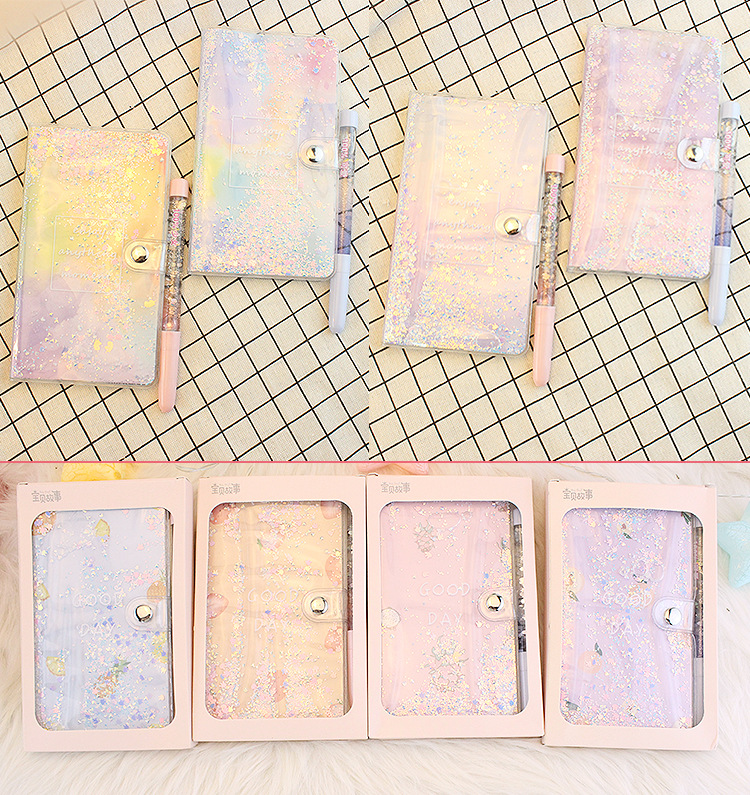 创意粉色少女心流沙本手账本入油笔记本学生韩版日记本记事本文具