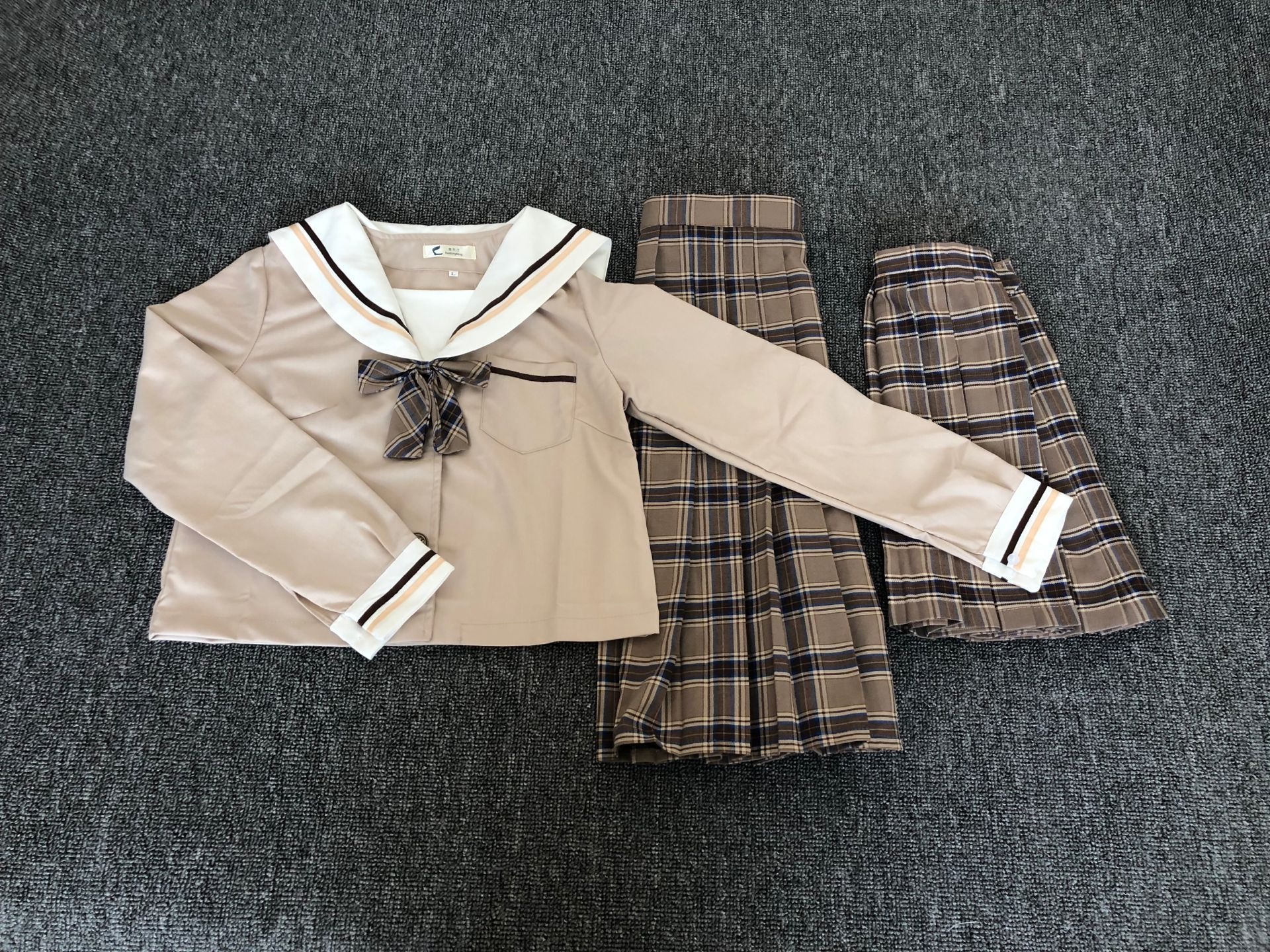 日系少女正统优等生jk制服长裙套装 成人礼cos日常水手服女奶茶色