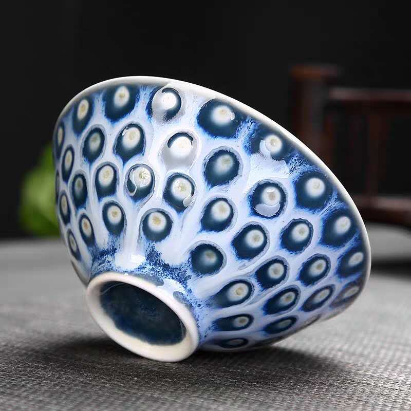 窑变天目釉建盏茶杯 七彩孔雀杯 功夫茶具茶盏 陶瓷主人杯 单杯