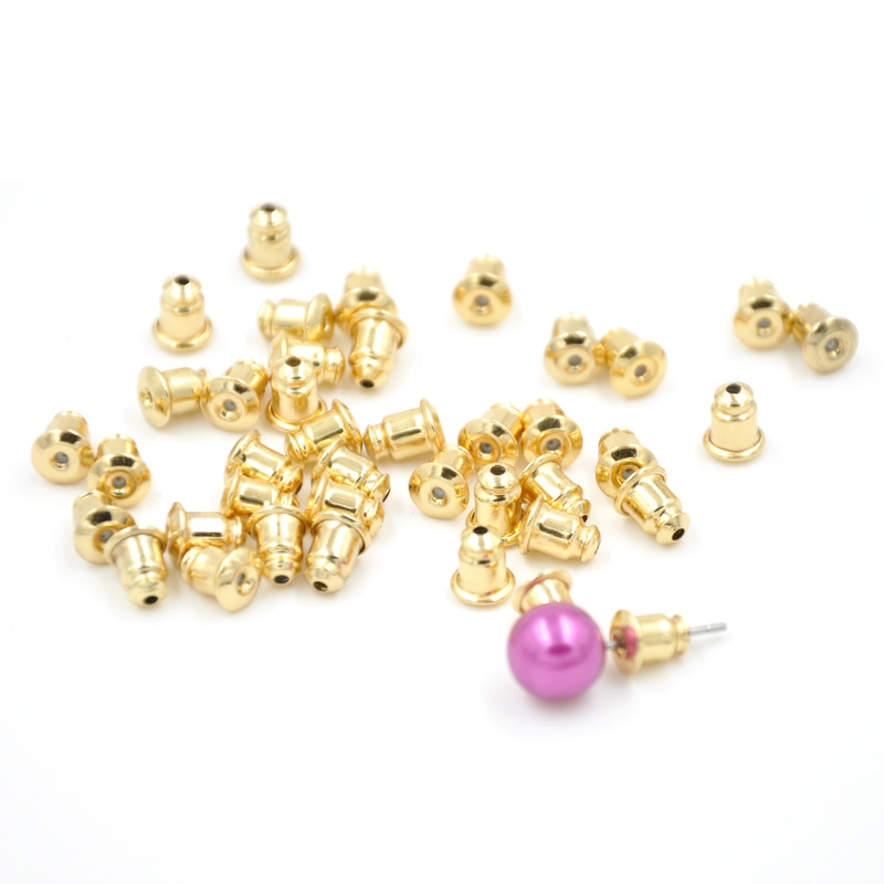 Copper Bullet Color-Retention Gold Earplug Real Gold Plated Non-Slip Ear Studs behind Blocked Large Ear Stud Plug Ear Cap Force