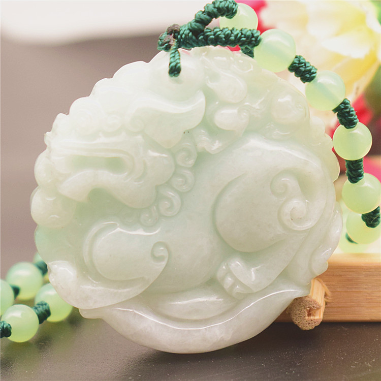 厂家缅甸翡翠a货玉麒麟牌子吊坠挂件 男女款玉麒麟送证书