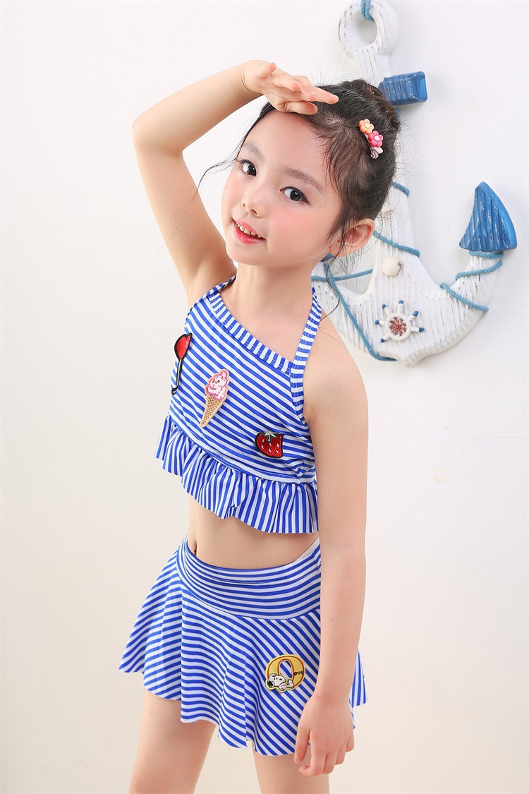 2022新款儿童泳衣时尚立体绣花可爱小女孩泳衣分体连体式泳装批发