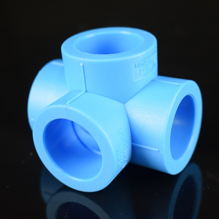 烁云厂家直销 厂家批发 ppr管配件 蓝色立体四通