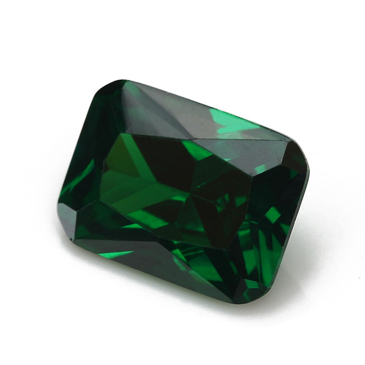 祖母绿宝石批发长方倒角车花裸石首饰配饰绿锆石戒指配件