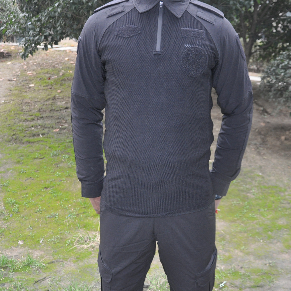 厂家直销尼龙防割蛙服长袖黑色速干蛙服套装