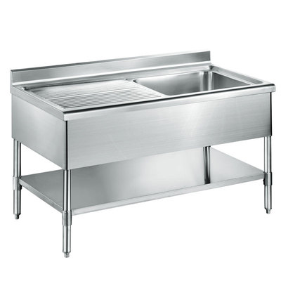 poc-102 商用厨房洗菜盆 不锈钢单星带台洗刷台 加厚洗碗水槽