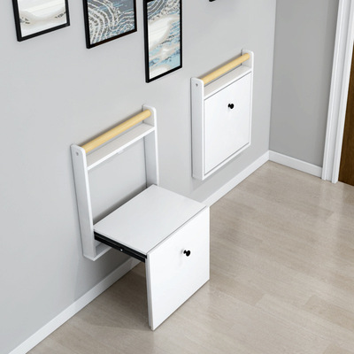 折叠换鞋凳墙折叠换鞋凳壁挂式隐形穿鞋椅入户玄关带扶手创意浴室