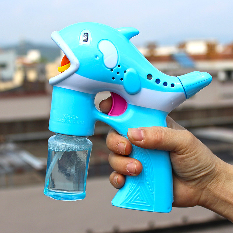 网红儿童电动海豚泡泡枪 泡泡水音乐发光全自动吹泡泡玩具