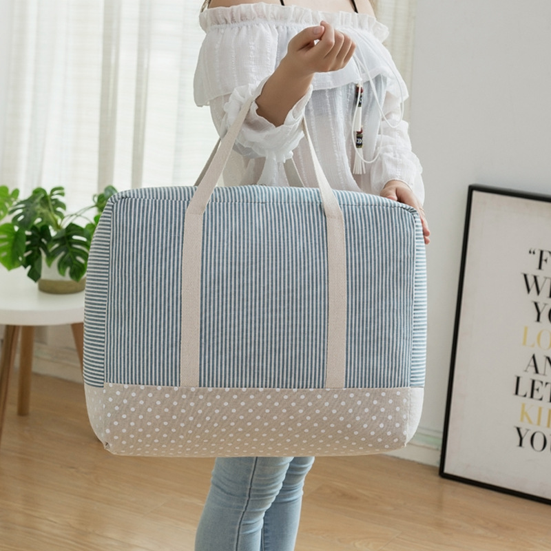 Thick Thick Cotton and Linen Clothing Quilt Buggy Bag Quilt Bag Washable Organizing Folders Soft Storage Box Moving Bag