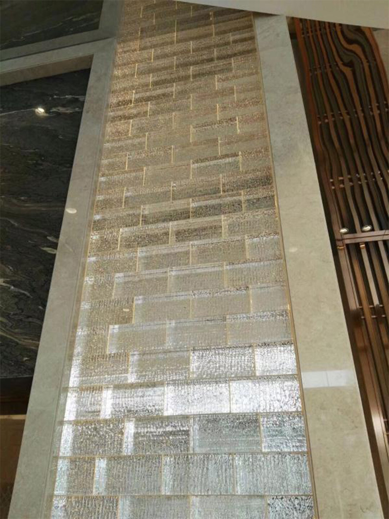 水晶玻璃砖透明方体半墙水晶气泡砖户外园林景观装修装饰镀银穿孔