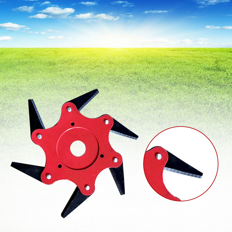 六叶刀亚马逊跨境爆款锰钢刀片硬质合金刀割草机刀片打草头割灌机