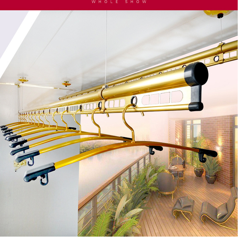 升降晾衣架手摇晒衣杆阳台单杆双杆手动升降晒衣架一件代发晾衣机