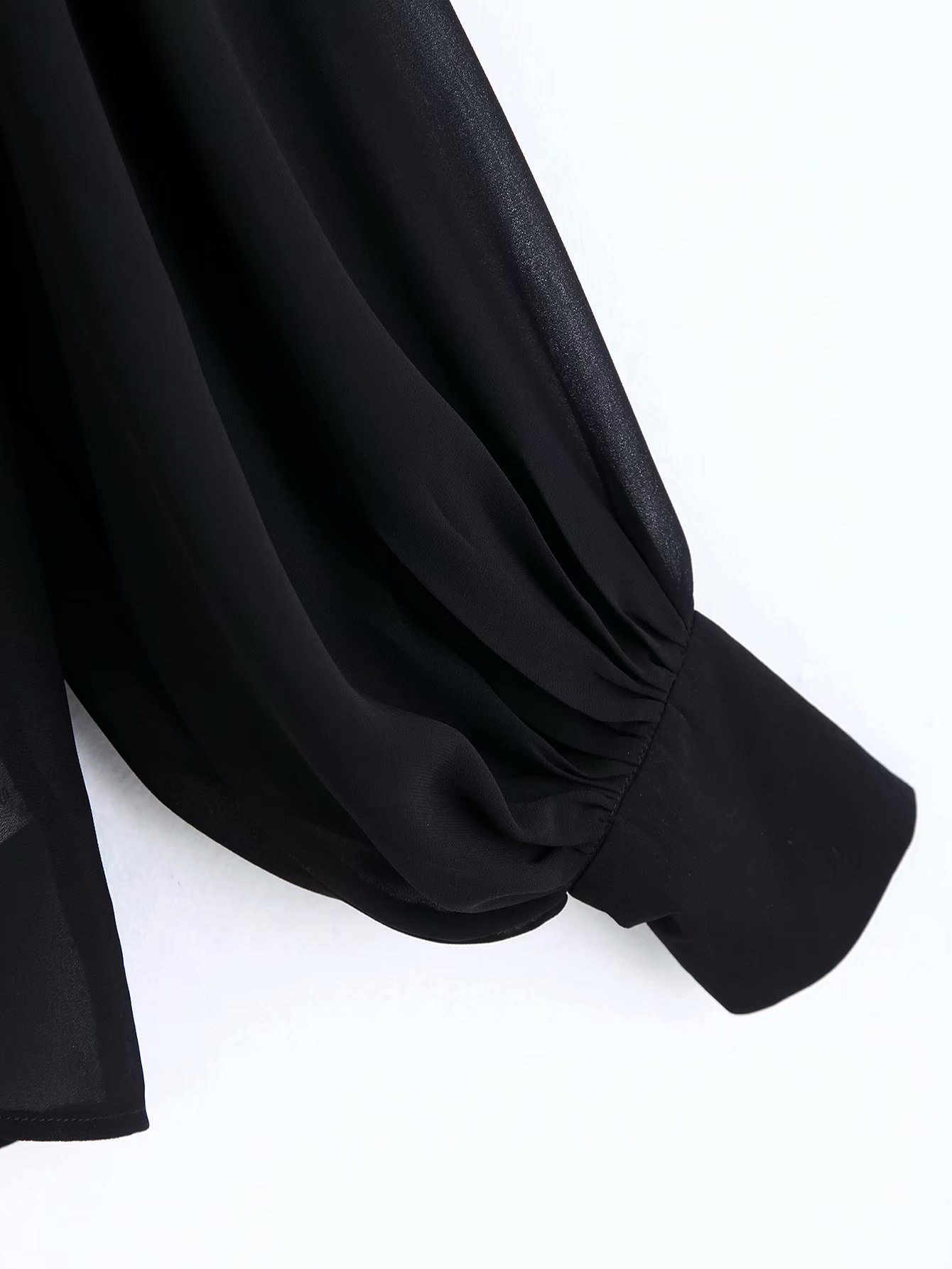 秋冬新款欧美女装时尚纯色宽袖褶皱单排扣翻领衬衫上衣c8214