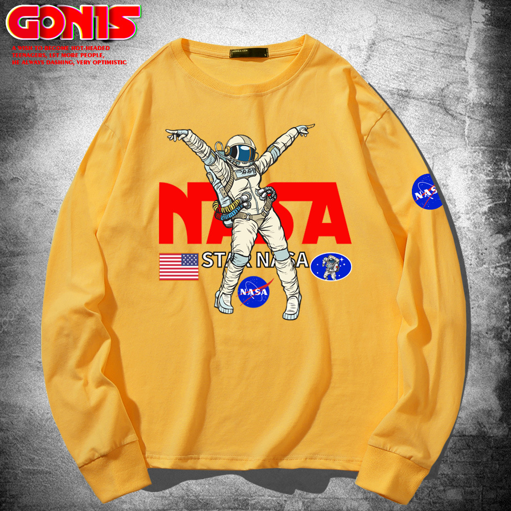 美国宇航局nasa长袖体恤男秋季纯棉宽松打底衫潮牌宇航员衣服