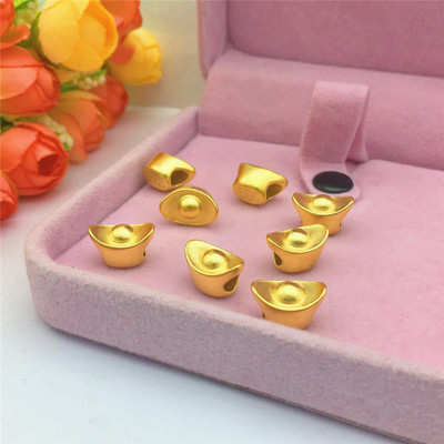 沙金黄铜镀金首饰配件 金元宝珠diy手工串珠厂家直销 散珠批发