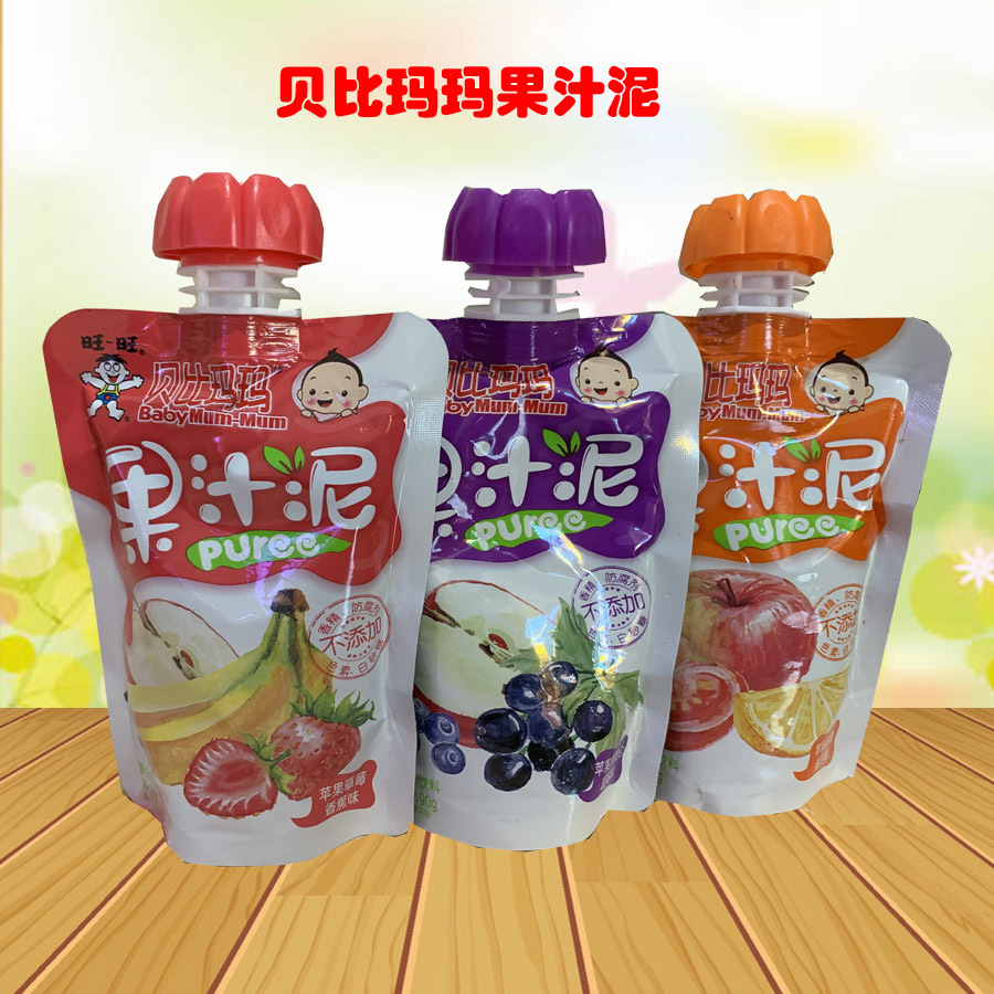 贝比玛玛 果汁泥 可吸果泥 草莓 芒果 猕猴桃味 宝宝辅食90克