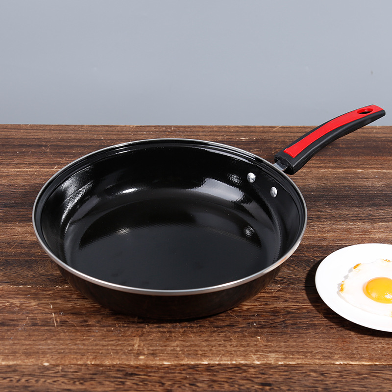 厂家定制锅具搪瓷平底锅家用不粘煎锅26cm28cm30cm单柄不粘煎锅盘