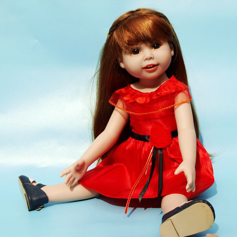 18寸美国女孩娃娃衣服40厘米仿真娃娃夏芙洋娃娃礼服裙大红连衣裙