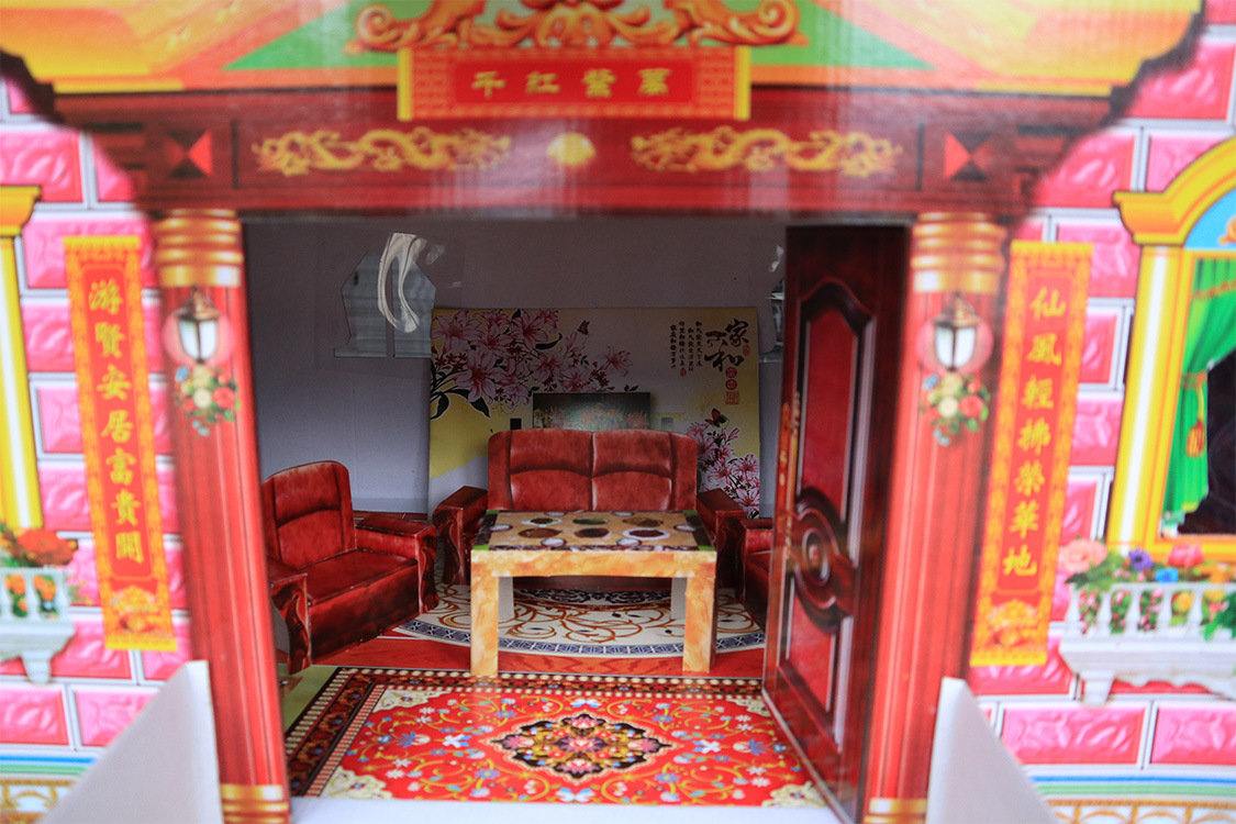 3小时完成长200*宽140*高165cm纸扎楼房别墅,殡葬用品纸扎品