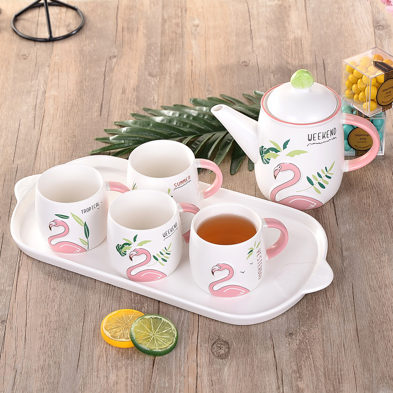 New Product Creative Gift Flamingo Cold Water Pot Set Meeting Sale Gift Business Mid-Autumn Festival Gift Teaware