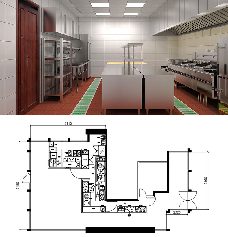 商用厨房企业食堂学校餐厅后厨设备工程设计施工方案及设备cad图