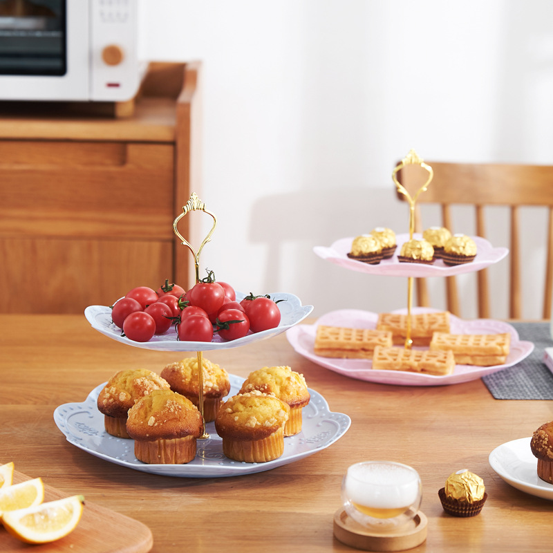 欧式三层生日趴聚会party下午茶点心托盘甜品台 多层蛋糕架点心盘