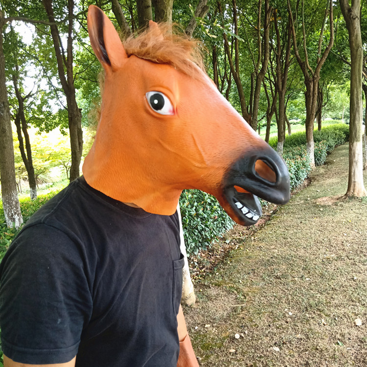 马头面具 cosplay化妆舞会 搞怪搞笑万圣节马头面具头套 犬马君