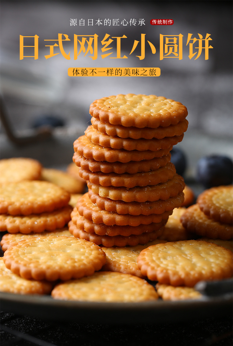 天日盐饼干曰式网红小圆饼香脆可口休闲追剧零食小吃代餐