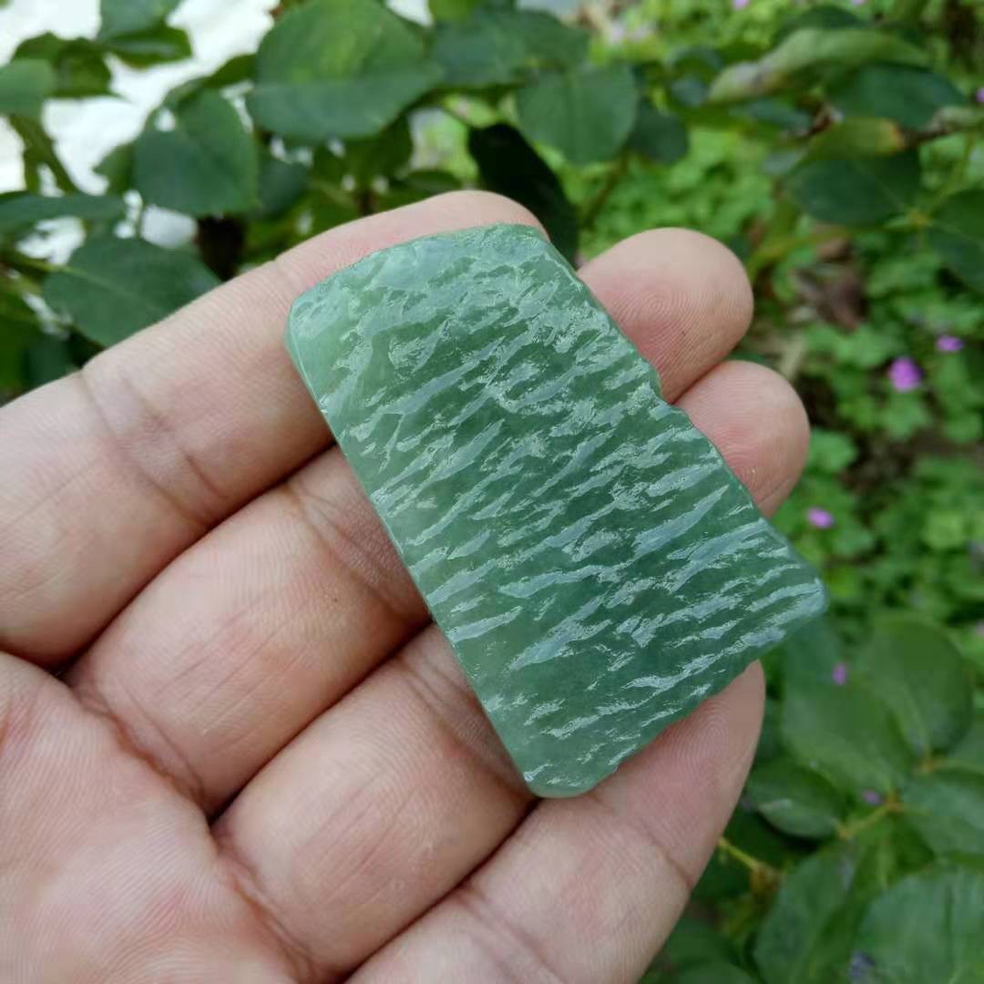 天然正品缅甸翡翠油青原石吊坠玉器水波纹玉佩玉石挂件厂家批发