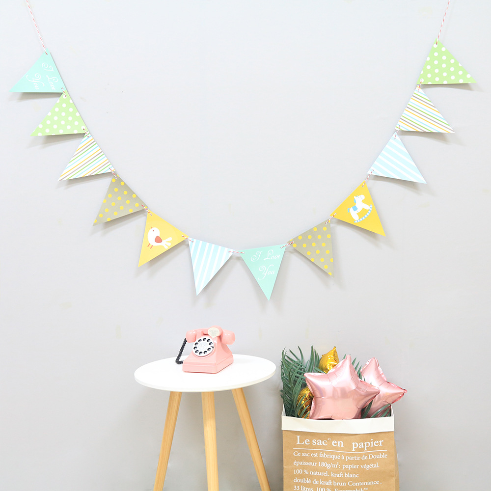 Creative Style Triangle Bunting Birthday Banners Hanging Flag Party Supplies Celebration Decorations Arrangement Pennant String Flags Hanging Decoration Festival