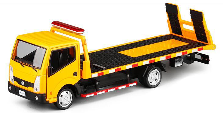 升辉1/32日产花间台拖车清障车救援车合金模型回力声光玩具870盒