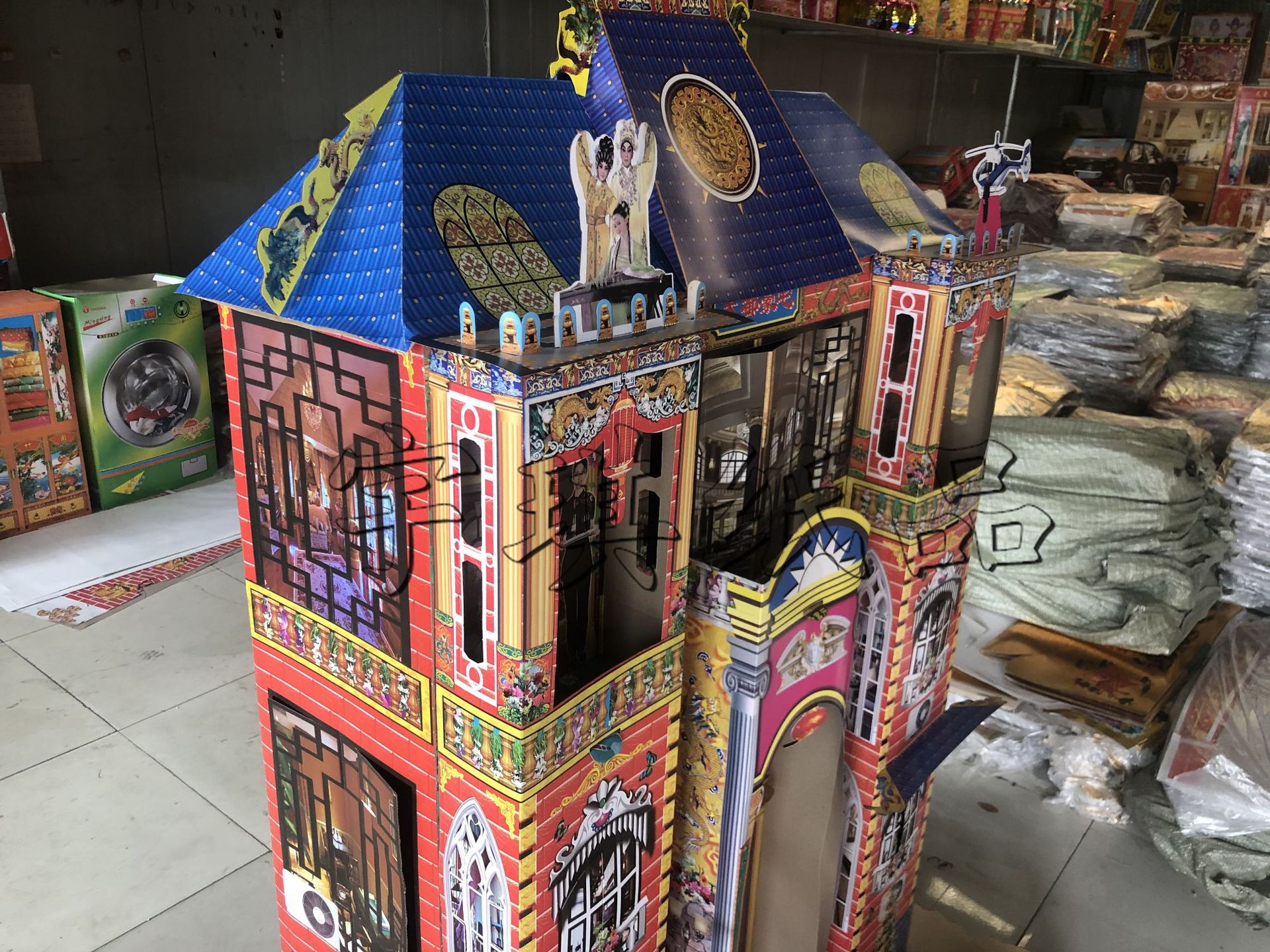 天都豪宅 折叠别墅 纸活殡葬用品纸扎 宇琪祭祀殡葬用品批发