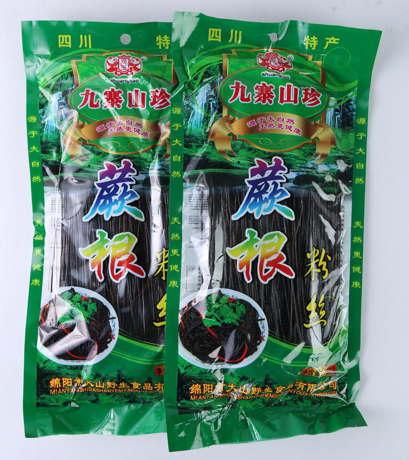 厂家批发一箱30袋 一袋180g四川九寨沟山珍蕨根粉丝凉拌粉条