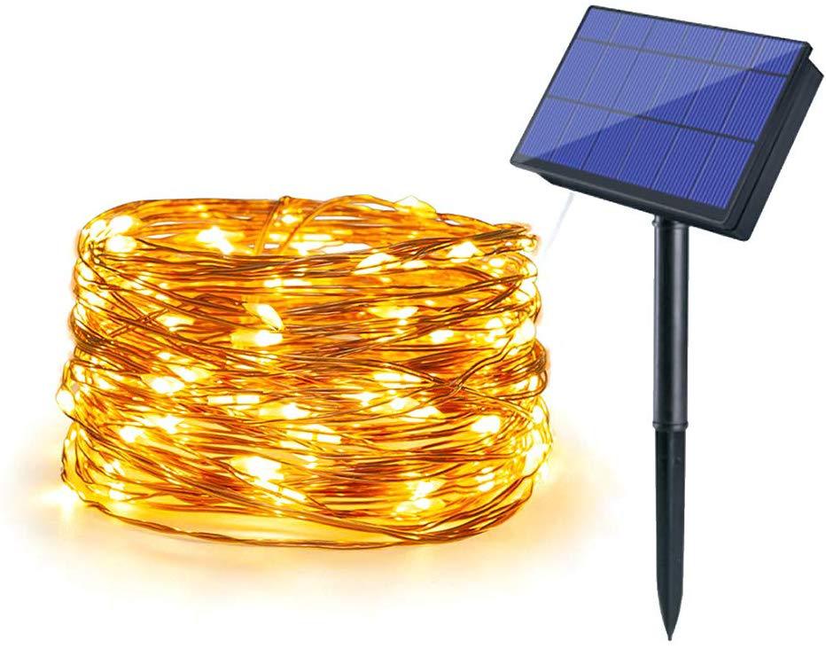 电商热销400灯500灯太阳能灯串庭院花园装饰50米太阳能铜线灯串