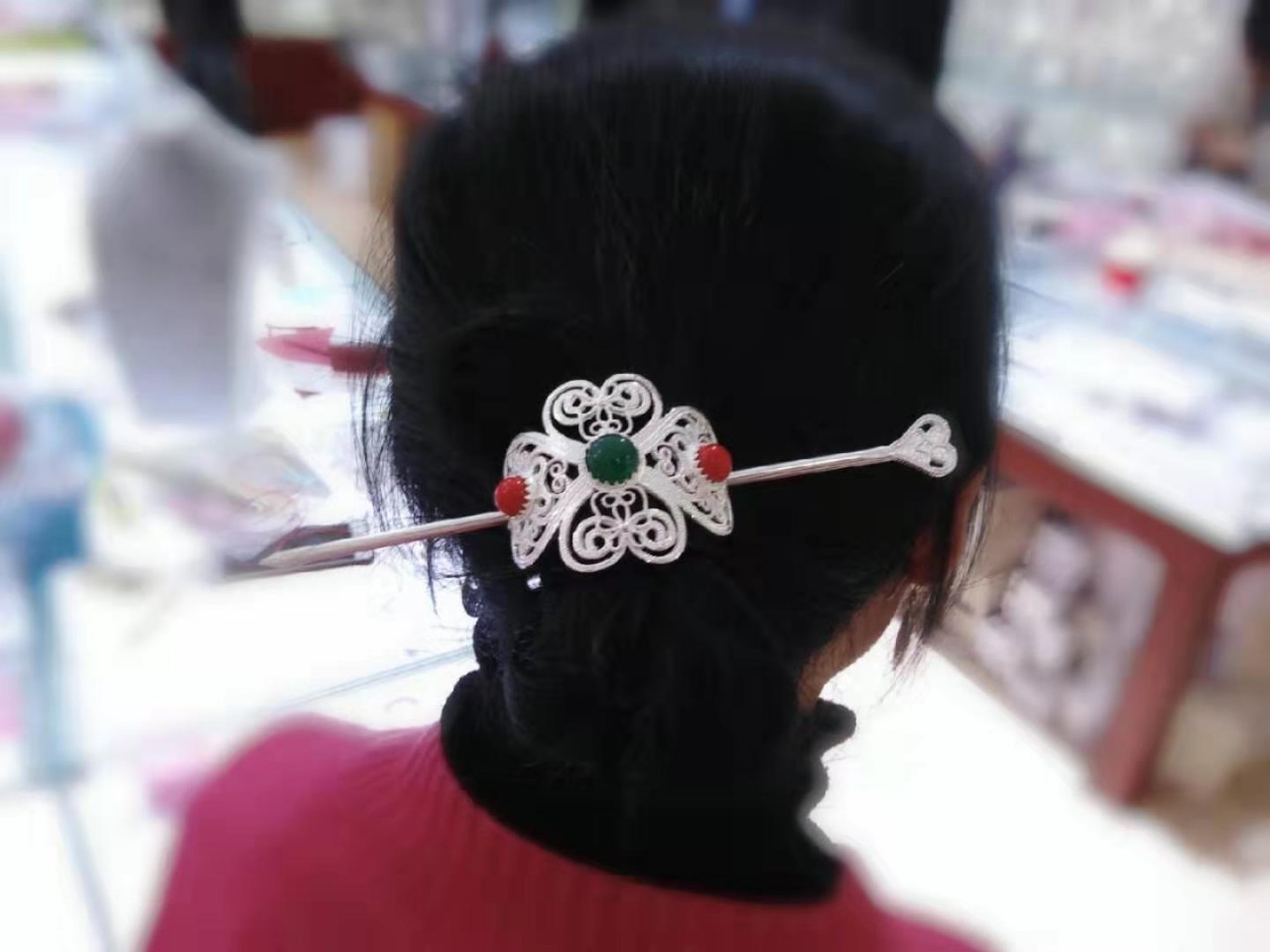 原创手工纯银发簪子拉丝花银钗簪中古典国风古装头饰礼物女