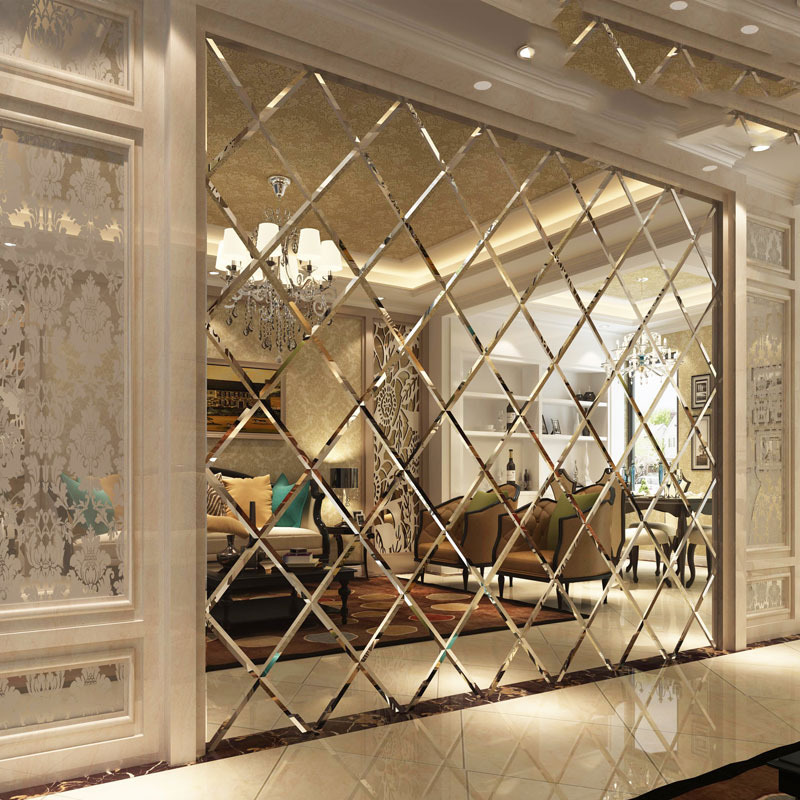 厂家专业定制装饰菱形艺术玻璃,电视背景墙,黑金茶镜银镜灰镜子