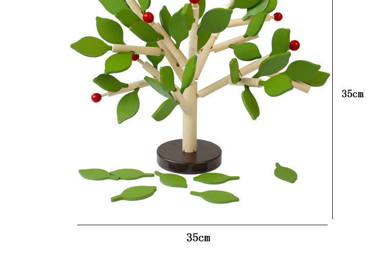 木制仿真拼插插叶树积木 装饰品 雪花片多色 宝宝动手益智玩具