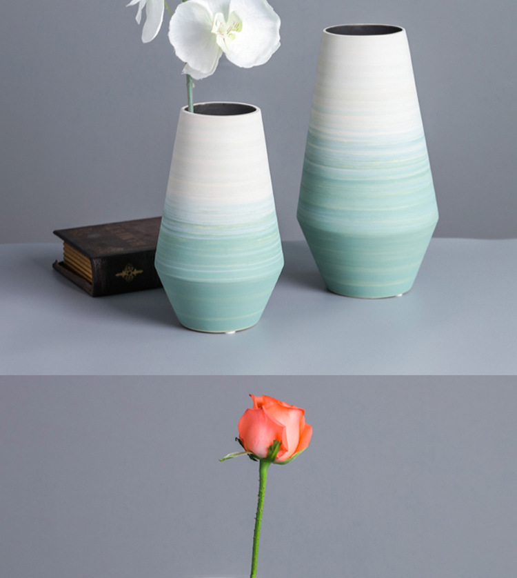 跨境亚马逊wish陶瓷手工花瓶 创意渐变色彩绘花器中式摆件可定制