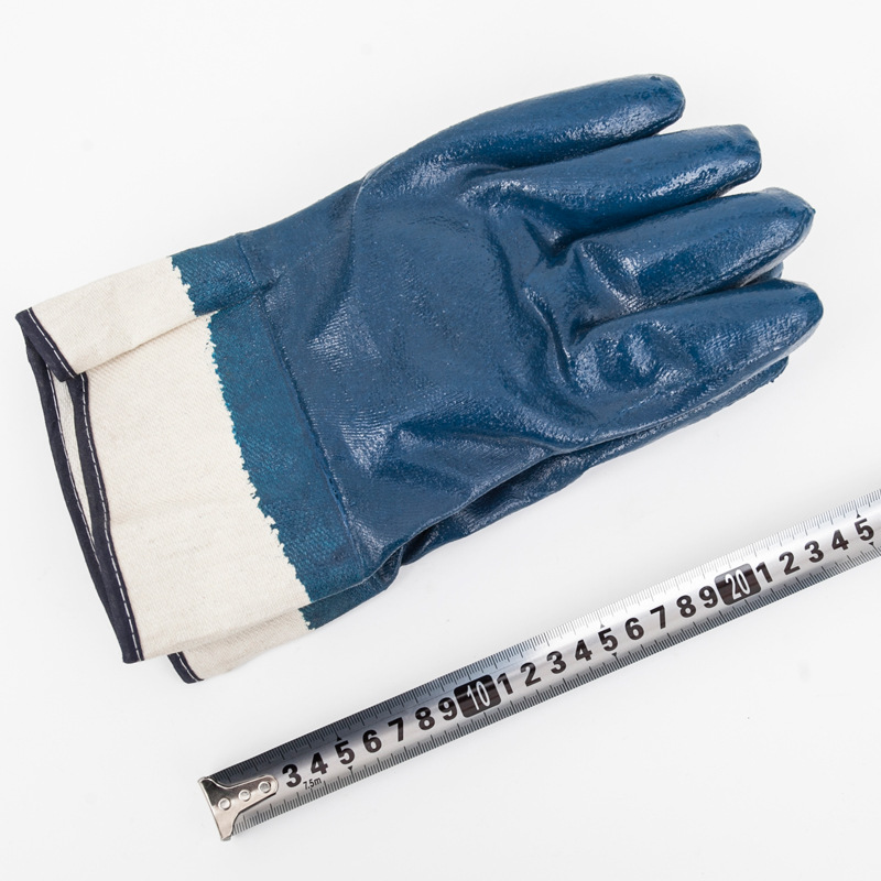 Canvas Gloves Oil-Resistant and Oil-Proof Gloves Labor Protection Gloves Full Dipping Wear-Resistant Non-Slip Gloves Durable Oil-Proof Gloves